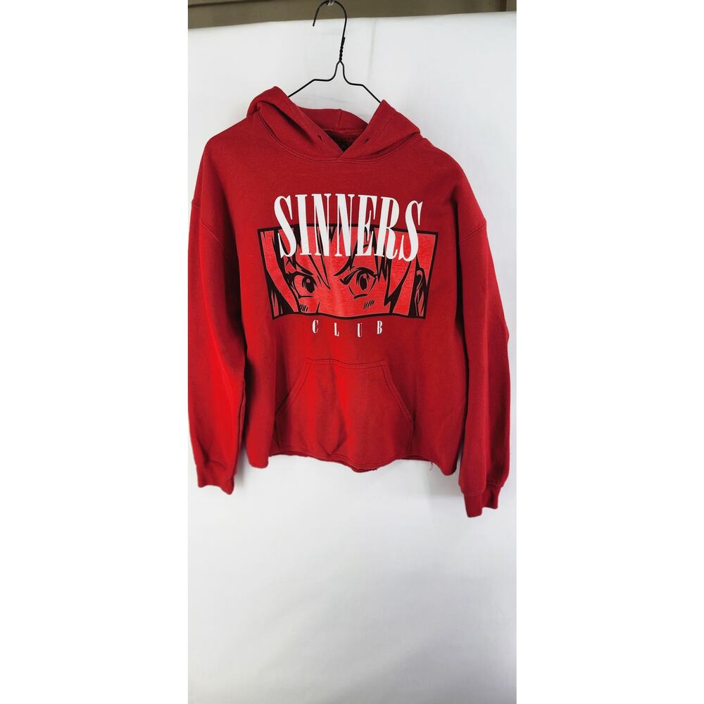 Popular Poison Sinners Club Red Graphic Pullover Hoodie Size M